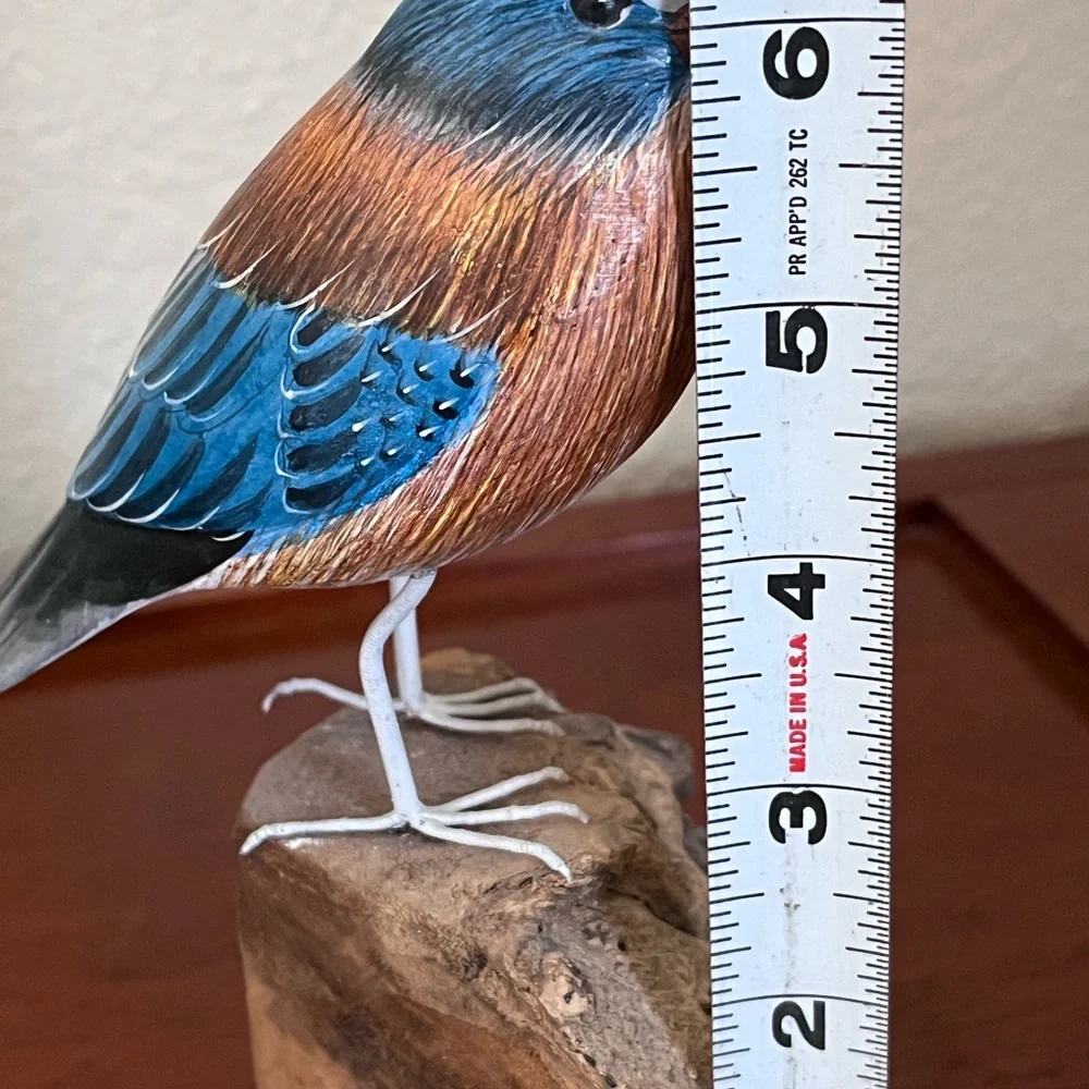 Handcarved Wood Western Bluebird in Burl Wood Bird